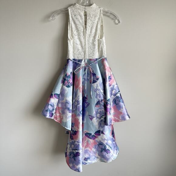 Speechless Girls 7 Formal Dance Pageant High Low Floral Lace Gown Dress - Picture 7 of 10